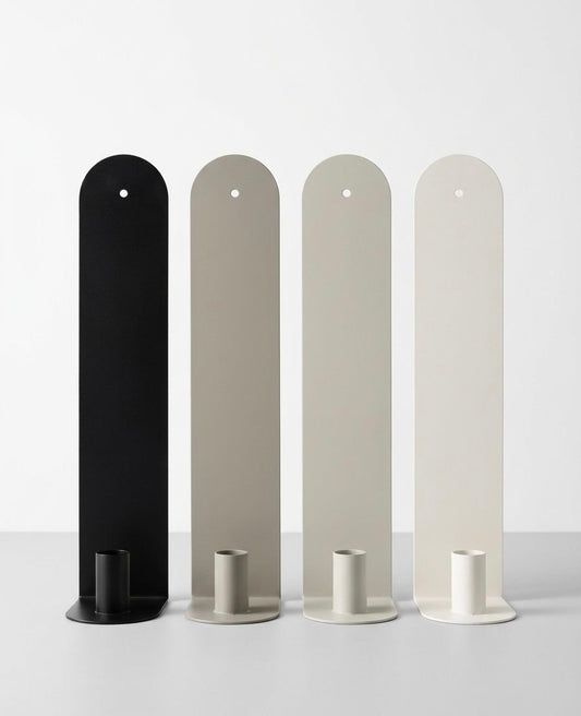 The Skinny wall sconce in all four colours — Black Ink, Bone White, Stone and Mist Grey.