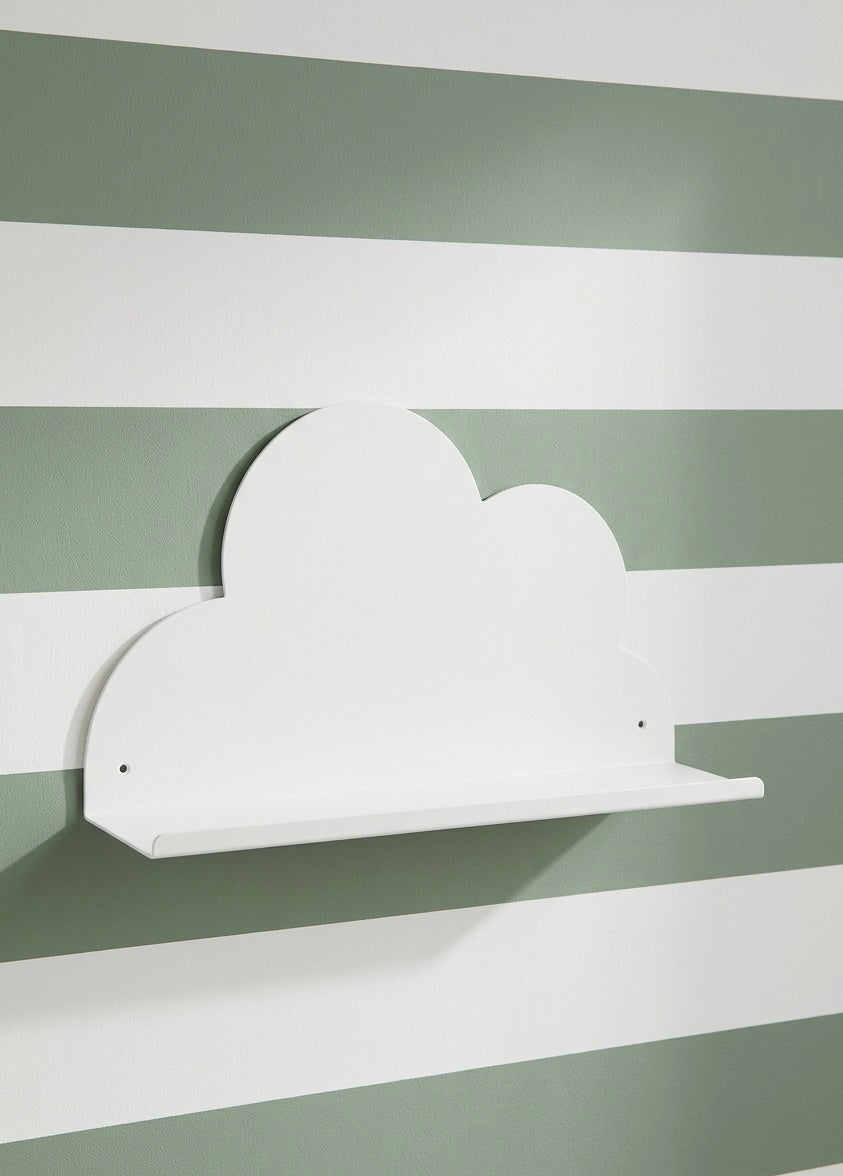 The Cloud Shelf mounted on green striped wall, Little Nomad